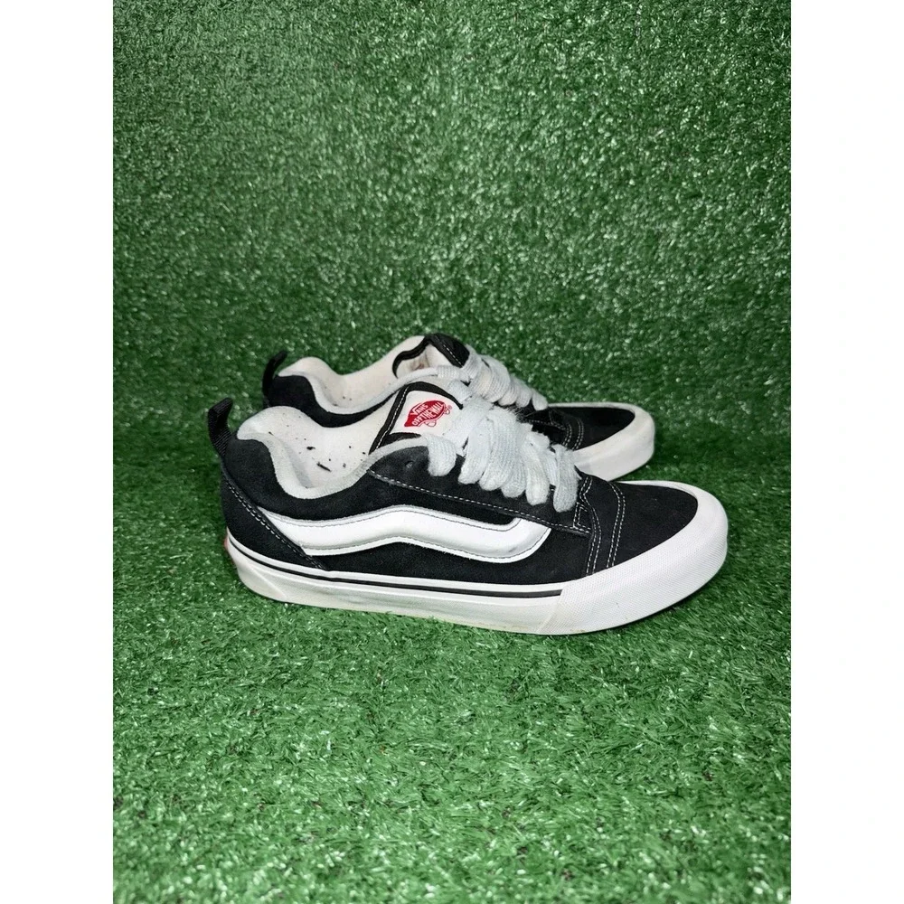 Vans Knu School Women Size 8 Black White Casual Skate Shoes Chunky Logo Sneakers